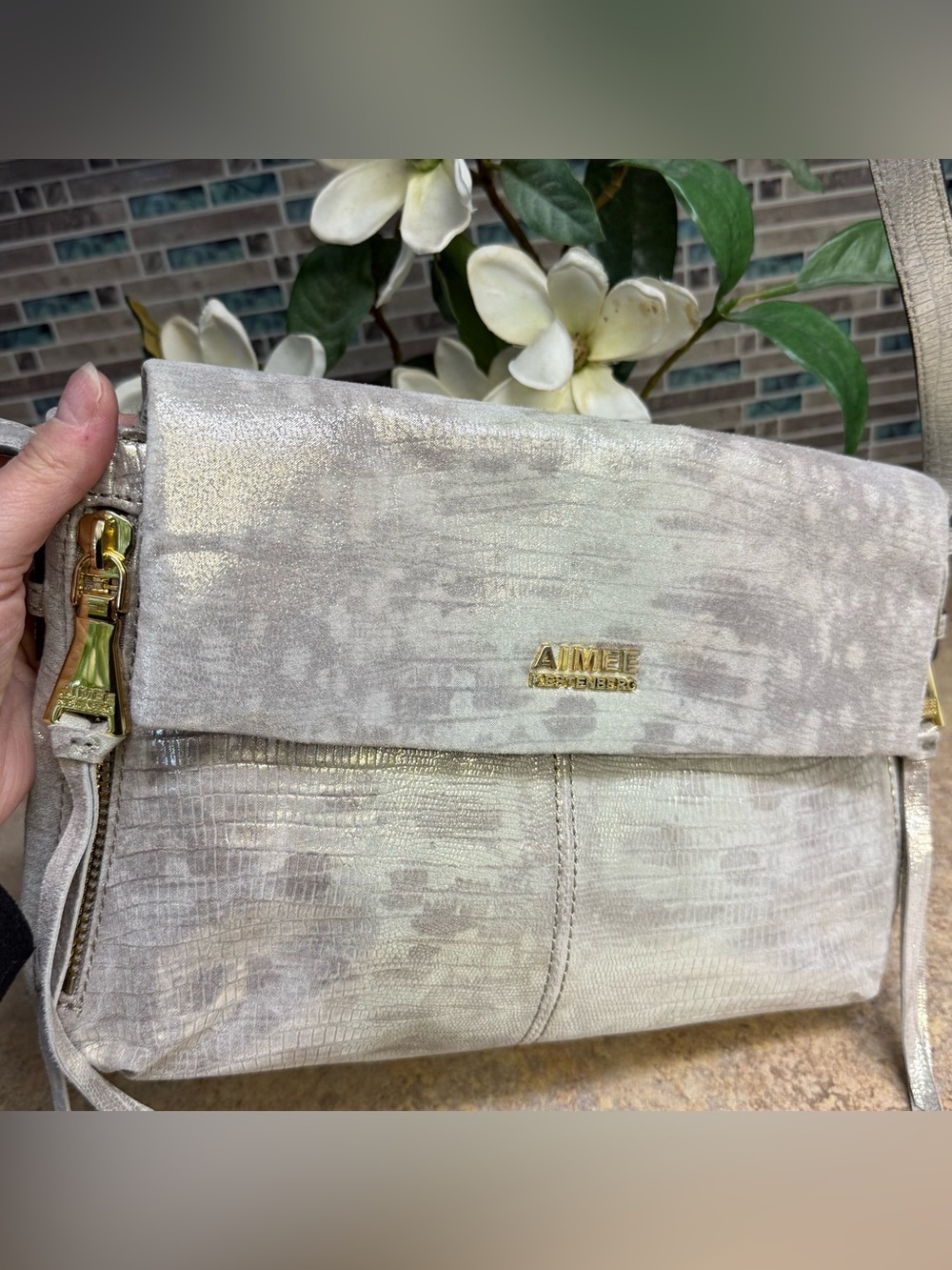 Aimee Kestenberg Bali Metallic Sunrise silver crossbody - Picture 3 of 10